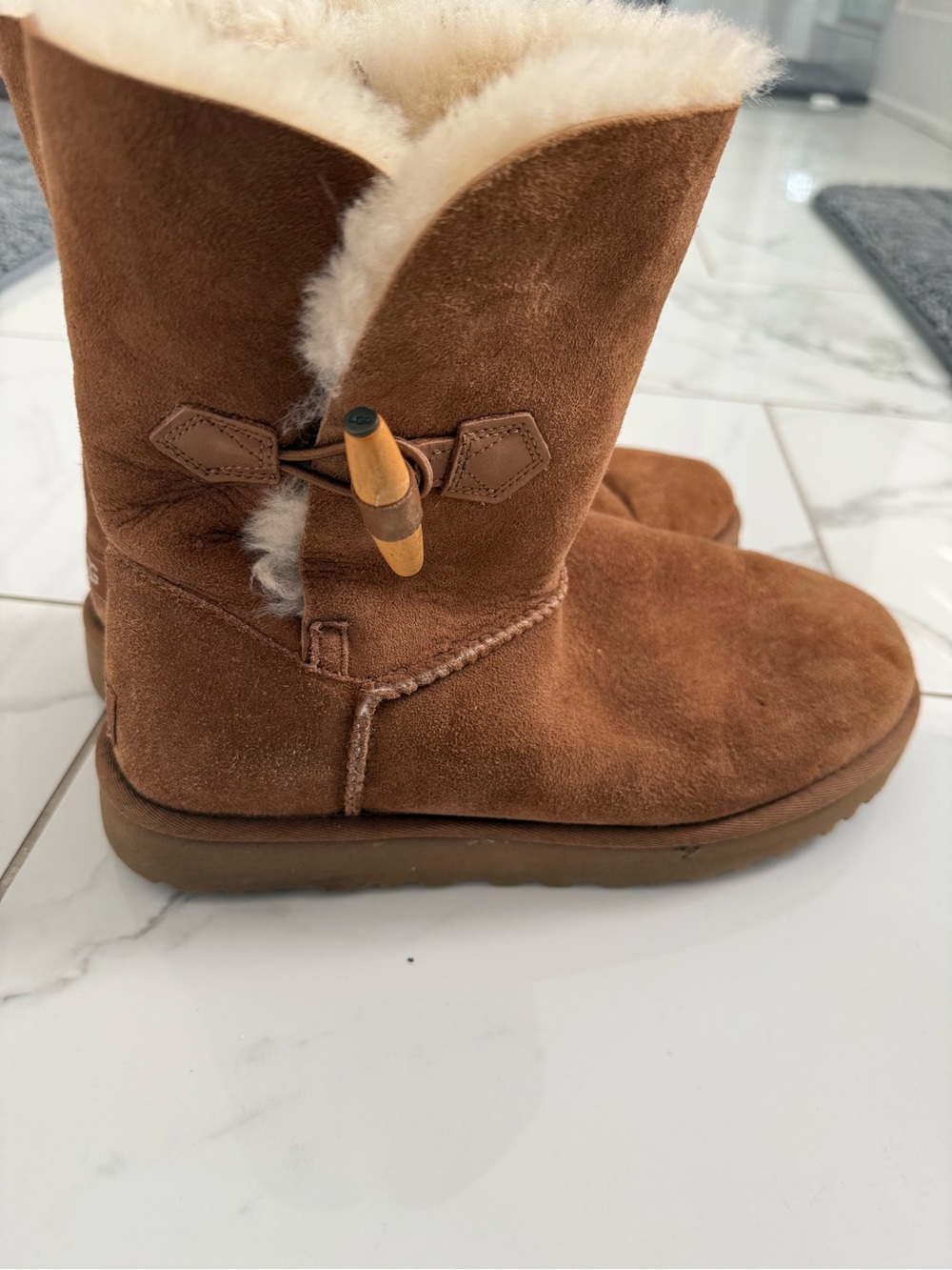 Ugg Brown Suede Shearling-Lined Boots